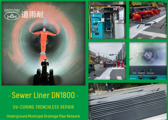 Liner ống nhựa linh hoạt cho tia UV 2-4 giờ thời gian chữa bệnh Không đào sửa chữa cống